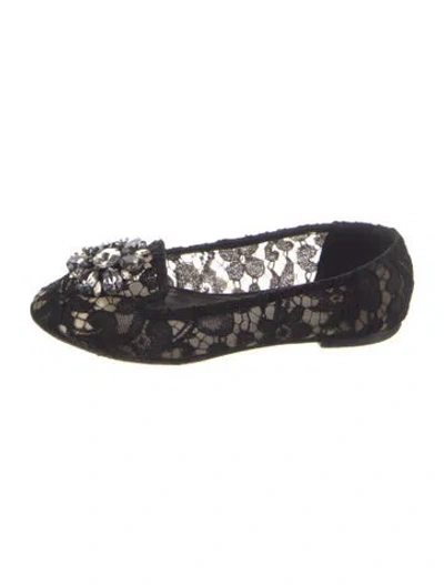 Pre-owned Dolce & Gabbana Lace Lace Pattern Ballet Flats In Black
