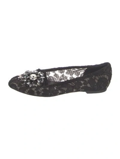 Pre-owned Dolce & Gabbana Lace Lace Pattern Ballet Flats In Black