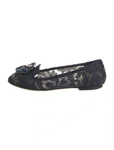 Pre-owned Dolce & Gabbana Lace Lace Pattern Ballet Flats In Blue