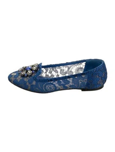 Pre-owned Dolce & Gabbana Lace Lace Pattern Ballet Flats In Blue