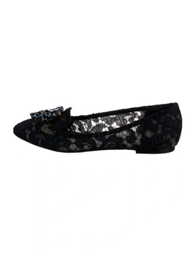 Pre-owned Dolce & Gabbana Lace Lace Pattern Ballet Flats In Blue