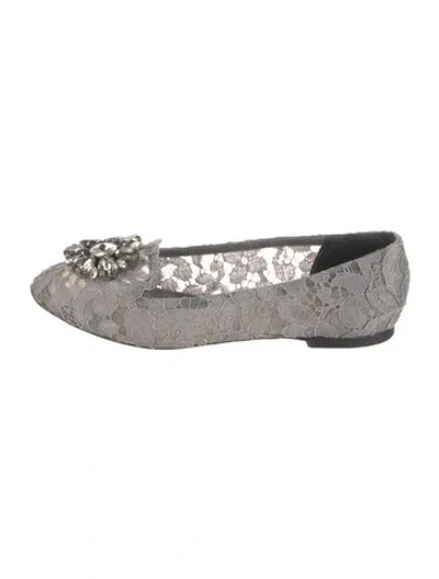 Pre-owned Dolce & Gabbana Lace Lace Pattern Ballet Flats In Gray