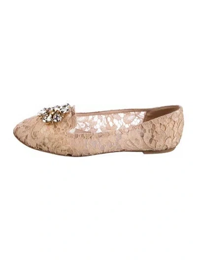Pre-owned Dolce & Gabbana Lace Lace Pattern Ballet Flats In Neutral