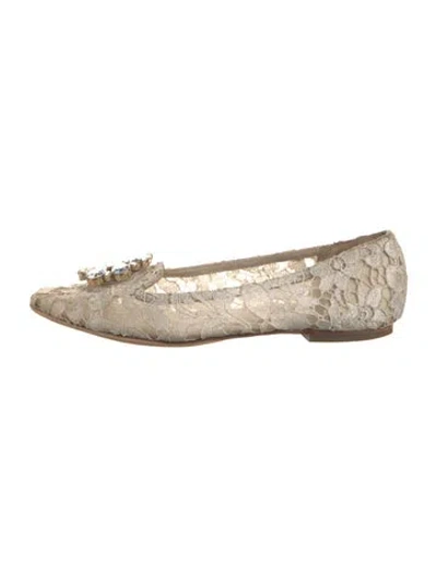 Pre-owned Dolce & Gabbana Lace Lace Pattern Ballet Flats In Neutrals