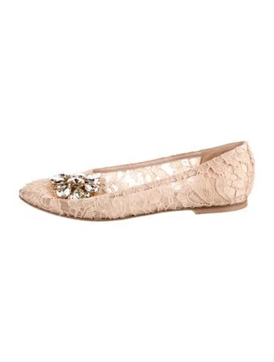 Pre-owned Dolce & Gabbana Lace Lace Pattern Ballet Flats In Pink