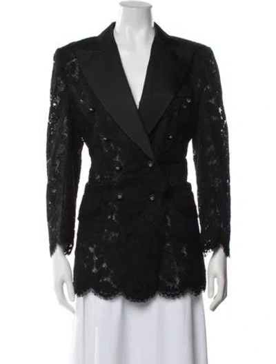 Pre-owned Dolce & Gabbana Lace Lace Pattern Blazer In Black
