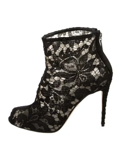 Pre-owned Dolce & Gabbana Lace Lace Pattern Boots In Black