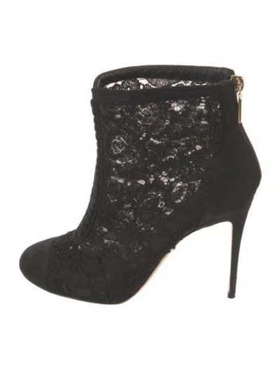 Pre-owned Dolce & Gabbana Lace Lace Pattern Boots In Black
