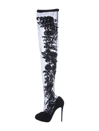 Pre-owned Dolce & Gabbana Lace Lace Pattern Boots In Black
