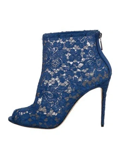Pre-owned Dolce & Gabbana Lace Lace Pattern Boots In Blue