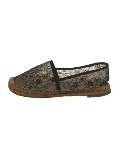 Pre-owned Dolce & Gabbana Lace Lace Pattern Espadrilles In Black