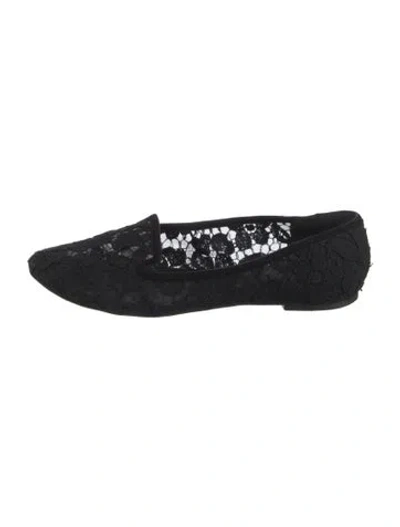 Pre-owned Dolce & Gabbana Lace Lace Pattern Loafers In Black