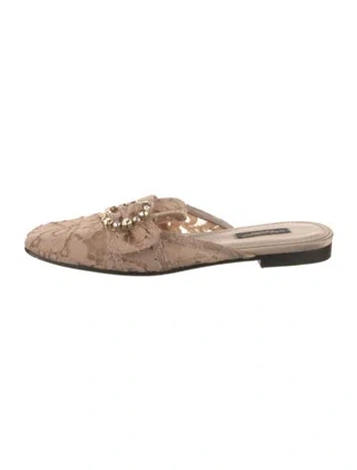 Pre-owned Dolce & Gabbana Lace Lace Pattern Mules In Neutrals