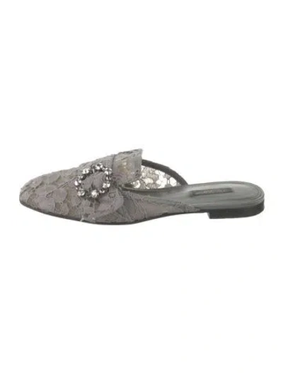 Pre-owned Dolce & Gabbana Lace Lace Pattern Mules In Silver