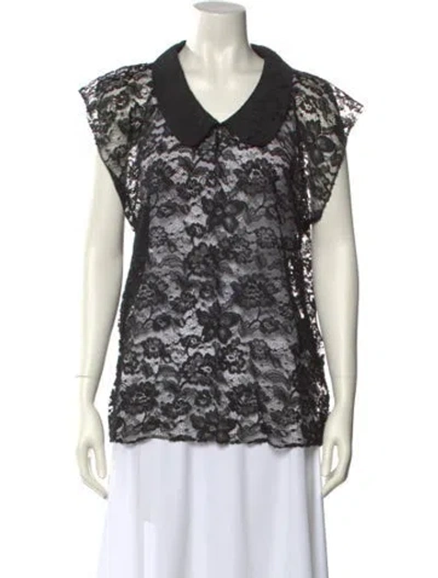 Pre-owned Dolce & Gabbana Lace Lace Pattern Polo In Black