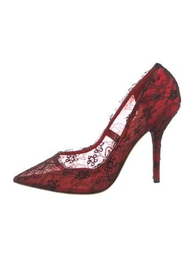 Pre-owned Dolce & Gabbana Lace Lace Pattern Pumps In Black