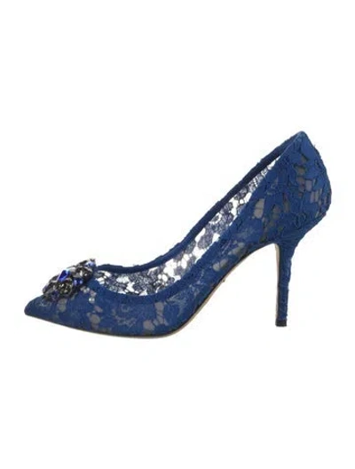 Pre-owned Dolce & Gabbana Lace Lace Pattern Pumps In Blue