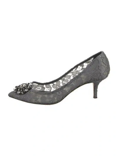 Pre-owned Dolce & Gabbana Lace Lace Pattern Pumps In Gray