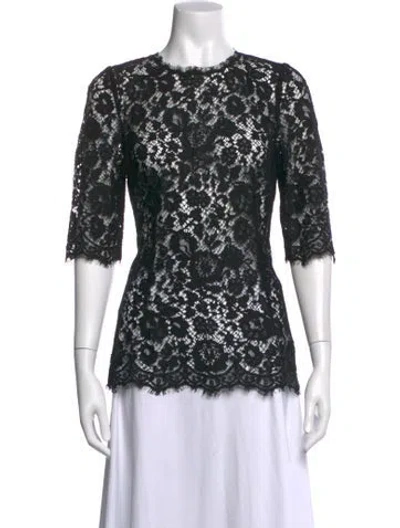 Pre-owned Dolce & Gabbana Lace Lace Pattern Top In Black