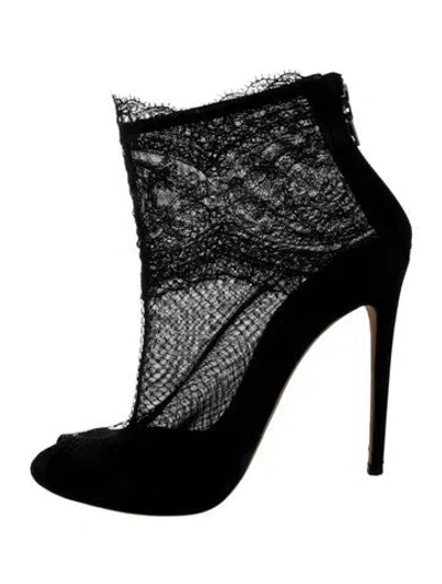 Pre-owned Dolce & Gabbana Lace Lace Trim Embellishment Sandals In Black