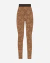 Dolce & Gabbana Lace Leggings With Branded Elastic In Beige