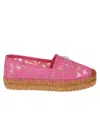 Dolce & Gabbana Lace-panel Logo-plaque Espadrilles In Fuchsia