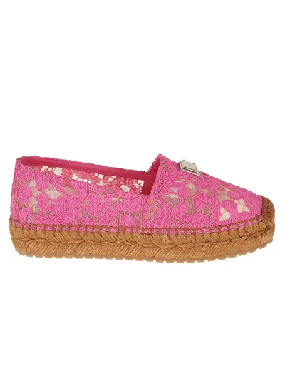 Dolce & Gabbana Lace-detail Espadrilles In Pink