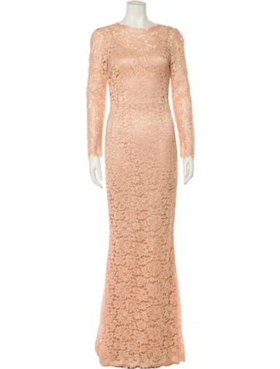 Pre-owned Dolce & Gabbana Lace Long Dress In Neutral