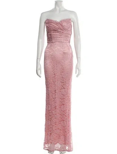 Pre-owned Dolce & Gabbana Lace Long Dress In Pink