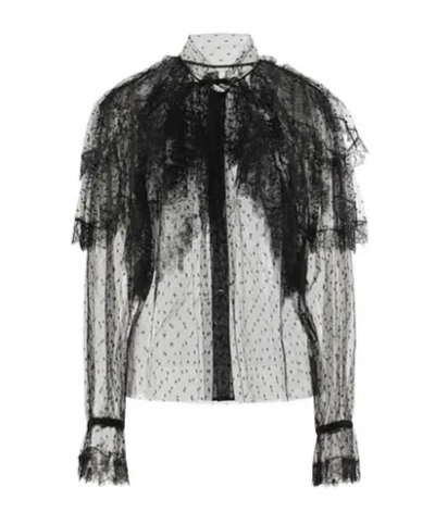Dolce & Gabbana Lace Long Sleeve Blouse In Black
