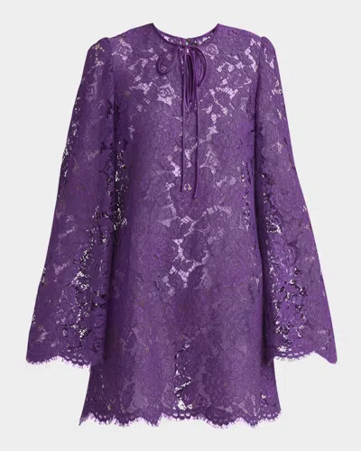 Dolce & Gabbana Lace Long-sleeve Mini Dress