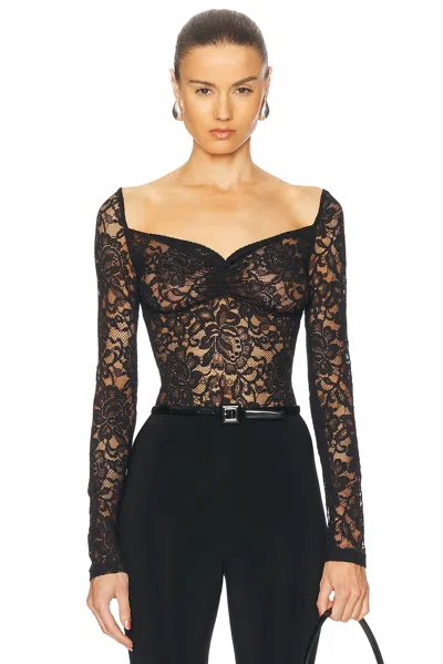 Dolce & Gabbana Lace Long Sleeve Top In Black