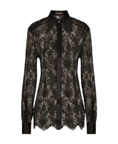 Dolce & Gabbana Black Slim Shirt With Satin Details