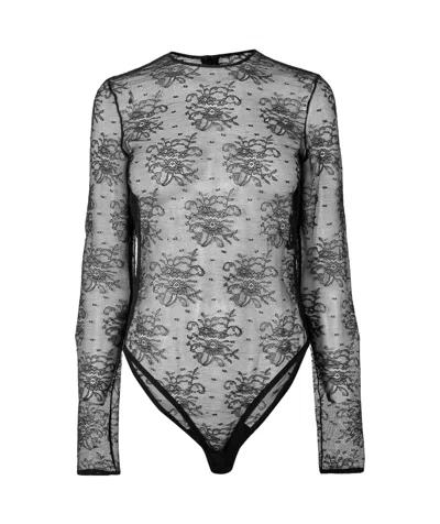 Dolce & Gabbana Lace Long-sleeved Bodysuit In Black
