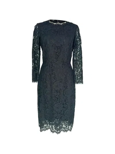 Pre-owned Dolce & Gabbana Lace Long-sleeves Dress In Black