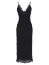 Dolce & Gabbana Lace Floral Midi Dress With Sheer Detailing In Black