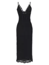 Dolce & Gabbana Lace Floral Midi Dress With Sheer Detailing In Black