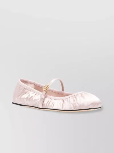 Dolce & Gabbana Lace Mary Jane Ballerina Shoes With Ruched Detailing In Pink