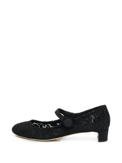 Pre-owned Dolce & Gabbana Lace Mary Jane Pumps In Black