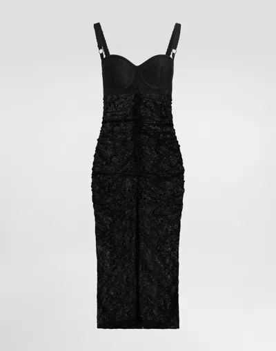 Dolce & Gabbana Robe Midi En Dentelle In Black