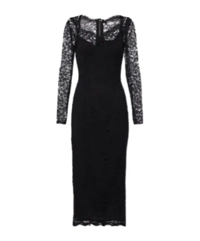 Dolce & Gabbana Lace Midi Dress In Black
