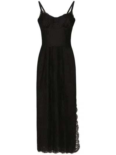 Dolce & Gabbana Lace Midi Dress In Black