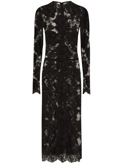 Dolce & Gabbana Lace Midi Dress In Black