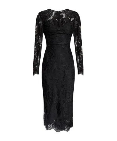 Dolce & Gabbana Lace Midi Dress In Black
