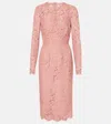 Dolce & Gabbana Women Branded Floral Cardonetto Lace Sheath Dress In Pink