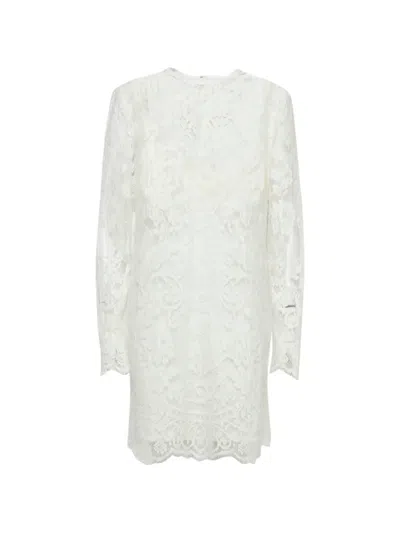 Pre-owned Dolce & Gabbana Lace Midi Dress In White