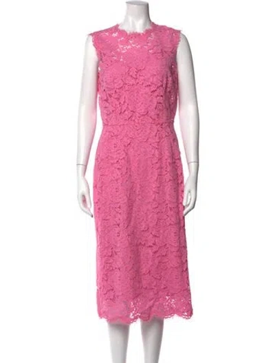 Pre-owned Dolce & Gabbana Lace Midi Length Dress In Pink