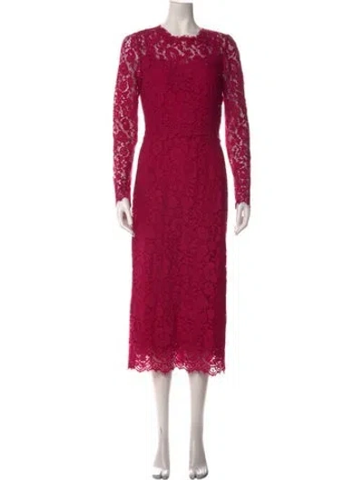 Pre-owned Dolce & Gabbana Lace Midi Length Dress In Pink