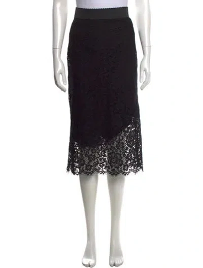 Pre-owned Dolce & Gabbana Lace Midi Length Skirt In Black