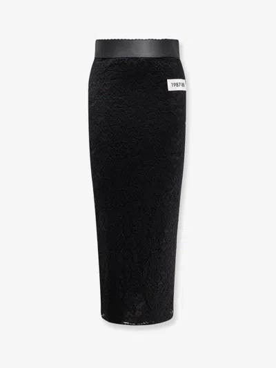 Dolce & Gabbana Lace Midi Skirt In Black